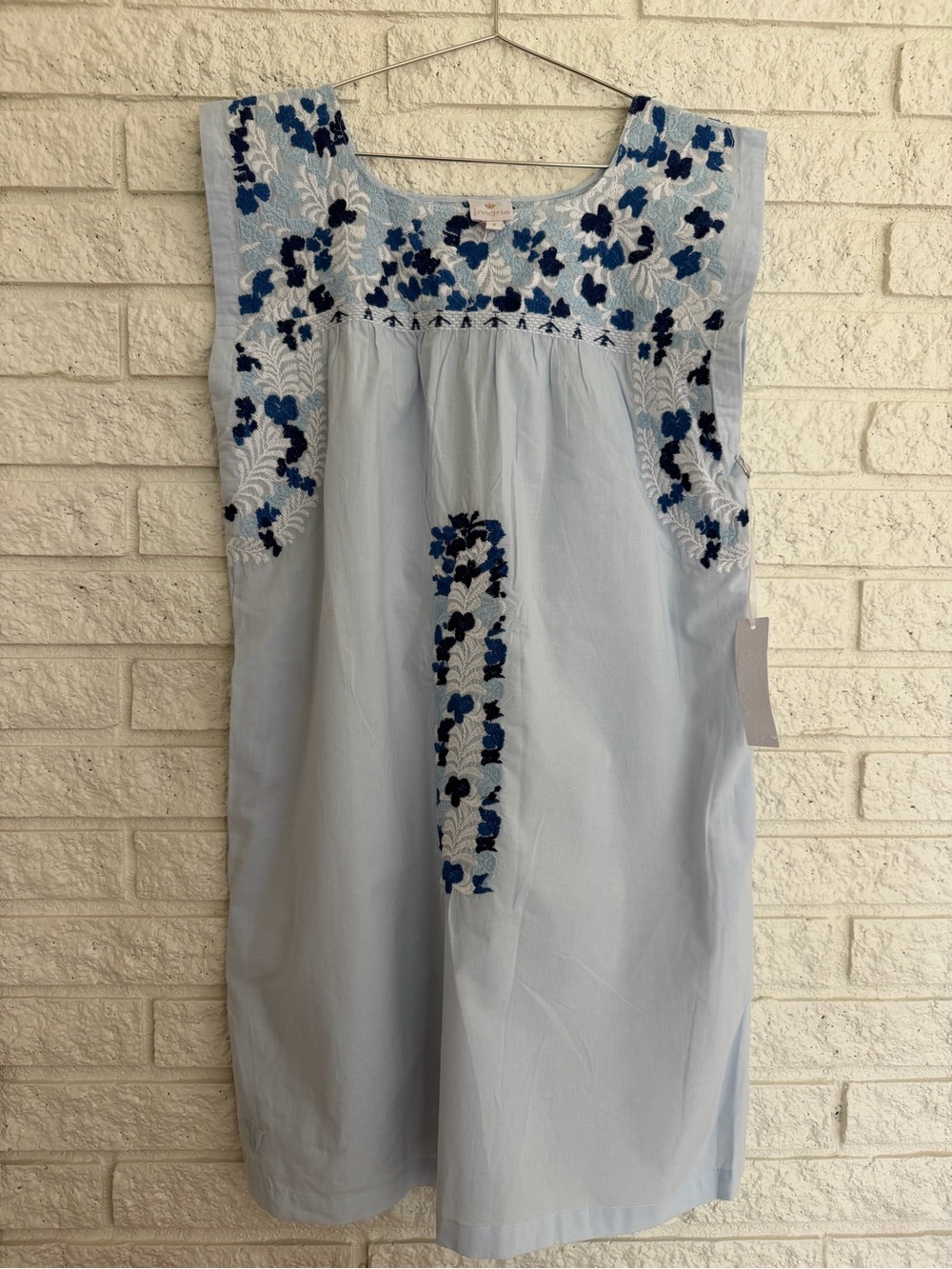 Light Blue j.marie Sleeveless Embroidered Casual Dress